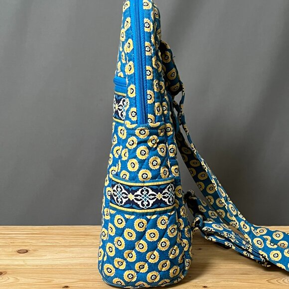 Vera Bradley Riveria Blue Yellow Floral Back Pack Book Bag 7 pocket 14" - Picture 7 of 9